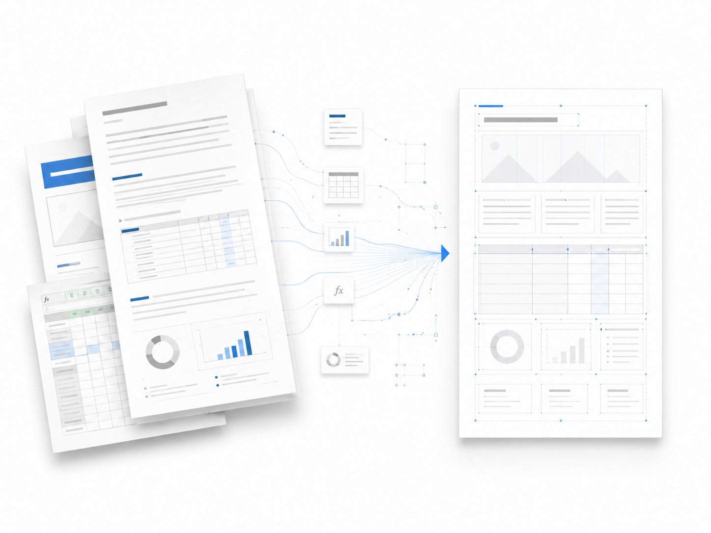 Document, spreadsheet, and chart formatting being extracted into a reusable document layout.
